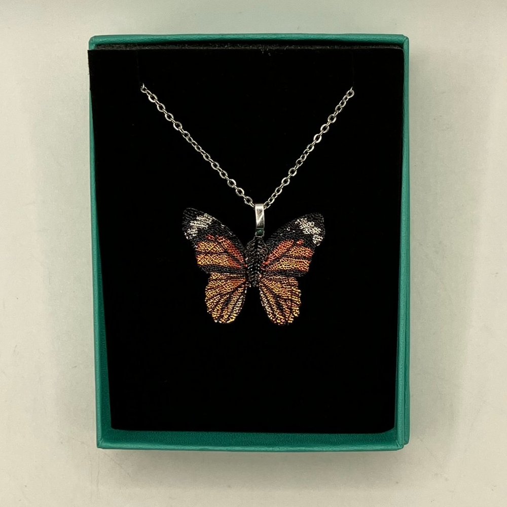 Butterfly Necklace Dainty and colorful Butterfly on 20 in stainless steel chain